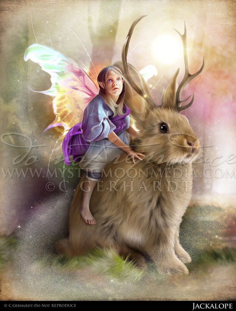 Jackalope / Fairy Child / Rabbit / Fairy Wings / Fantasy Art / - Etsy