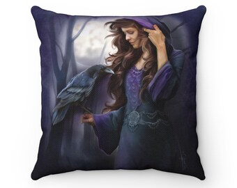 Moonlight Messenger / Throw Pillow / Witchy Decor / Pagan Decor / Pagan Art / Wiccan Art / Altar / Fantasy Art / Pillow Covers 18x18