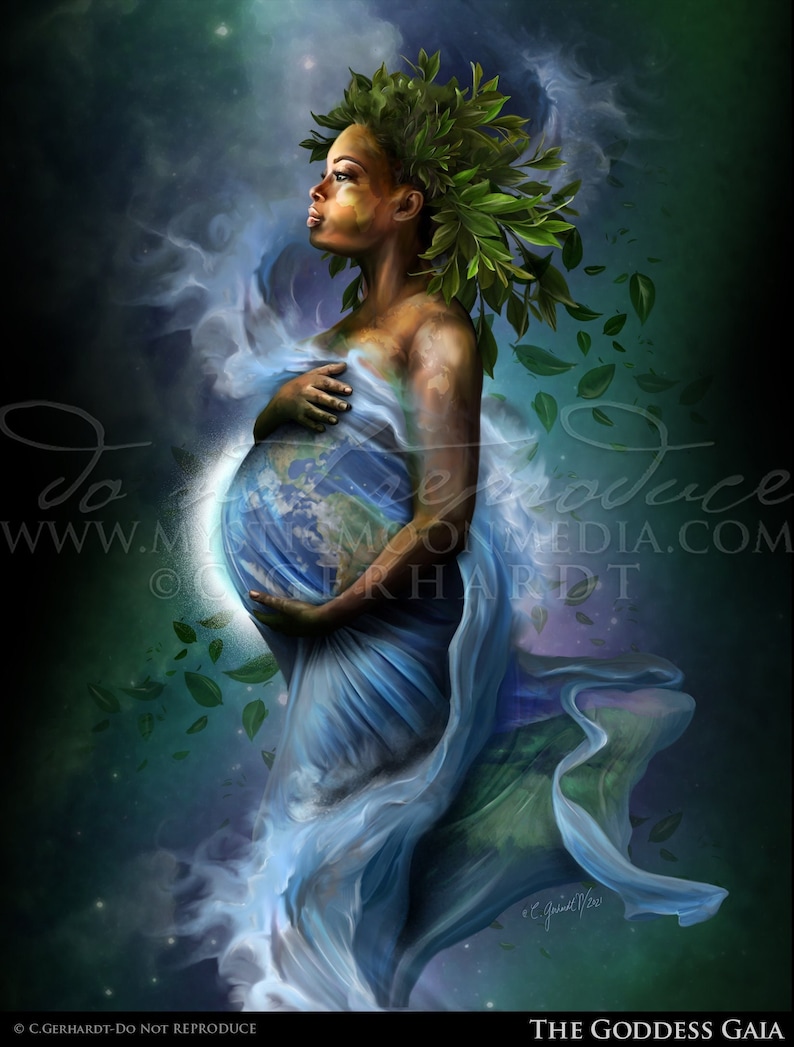 The Goddess Gaia / Fantasy Art / Fantasy Painting / Mother Goddess / Poster / Earth Goddess / Magical Decor / Mythology / Pagan Decor image 1