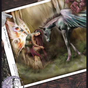 Brutaliton / Fantasy Art / Fantasy Painting / Print / Fairy Art / Fairy Print / Magical Decor / Mythology / Nursery Decor /Pegasus / Witchy