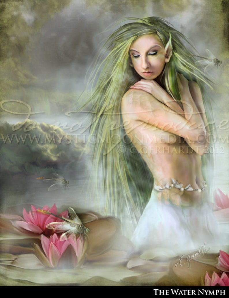The Water Nymph / Dragonfly Art / Fantasy Art / Fantasy Painting / Print / Poster / Mythology / Magical Decor / Wicca Art image 1