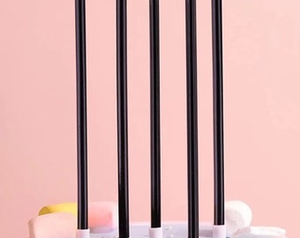 7 black matte cake candles