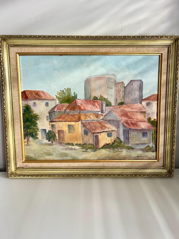 Vintage Landscape Oil Painting - Australian Urban Landscape by M. Woodward