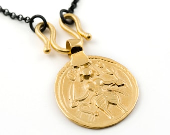 22k Gold Vermeil Kali Pendant - Indian Goddess Necklace