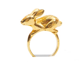 22k Gold Plated Rabbit Ring: Year of the Rabbit