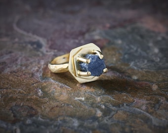 NEW! Raw Blue Sapphire Ring