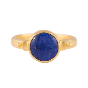 lapis ring, lapis and gold ring, midnight blue lapis ring