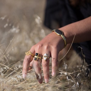 Elemental Square ring, Square ring, geometric ring, bone ring, horn ring