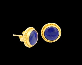 Lapis studs, lapis and gold earrings, lapis earrings