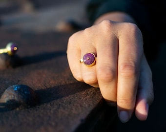 Faceted Ruby Ring: 22k Gold Vermeil, July Birthstone
