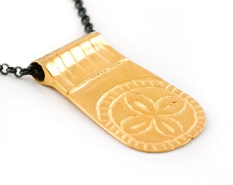 22k Gold Vermeil Flower Necklace: Moroccan Inspired Silver Pendant