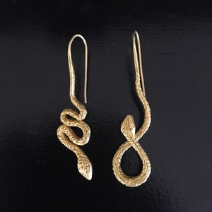 22k Gold Vermeil Snake Earrings: Mismatched Silver Dangle Earrings