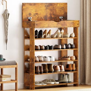 Wooden Shoe Rack 55 Inch Etsy