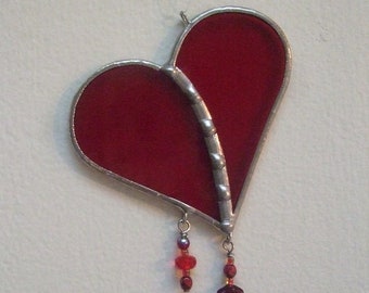 Stained Glass Heart Ornament or Suncatcher Handcrafted Valentine's Day