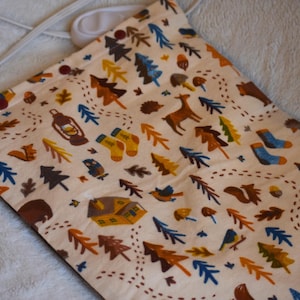 Soft Flannel Heating Pad Cover with Snap Closure, 12 x 16, Plaid Woodland Forest