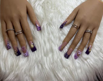 BELLA-Press on nails-luxury nails-glue on nails-French nails-holiday nails-white French tip nails-white nails-glitter nails