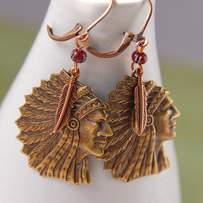 Large Feather Earrings with Striped Beads part of Westwood Warrior School Spirit Jewelry Collection image 5