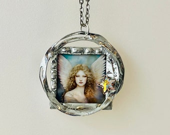 Soldered Pendant, Angel, Angels, Celestial, Artisan Jewelry, Unique Jewelry, Handmade, Angel Necklace, Angel Jewelry, OOAK, Religious