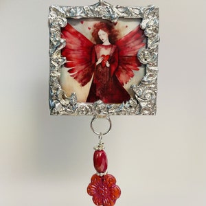 Valentine, Valentine Angel, Angel, Pendant, Soldered Glass, Glass Pendant, Hearts, Original Jewelry, Handmade Jewelry, Artisan, Soldered image 1