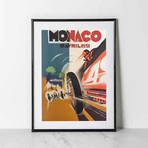 1931 Monaco Grand Prix Poster: Vintage Motorsport Art Deco Print