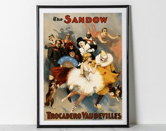 Sandow Poster Print: Trocadero Vaudeville Clown Ballet Dancer Theatre Art (Giclee)