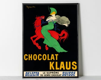 Vintage Chocolat Klaus Poster – Leonetto Cappiello Swiss Chocolate Art (Giclee Print)