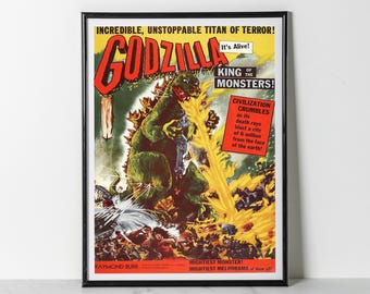 Godzilla 1954 Movie Poster: Restored Vintage Kaiju Film Art