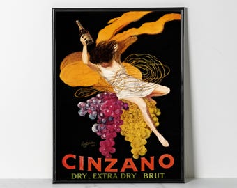 Vintage Cinzano Wine Poster – 1920s Italian Advertisement Art Print (Giclee Print)