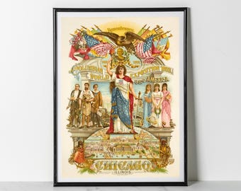 Columbian Exposition Poster Print: Chicago 1893 World's Fair Illinois Wall Art (Giclee Print)