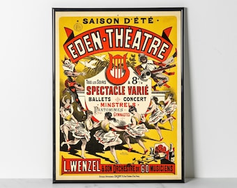 Eden Theatre Poster Print: Art Nouveau Paris Cabaret Show Decor (Giclee Print)