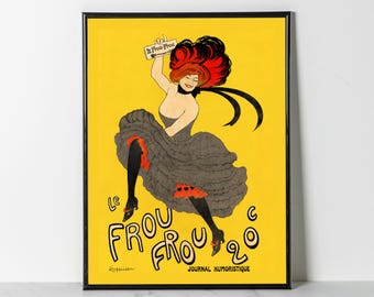 Vintage Le Frou Frou Cabaret Poster – 1901 Cappiello Can-Can Dancer Print (Giclee)