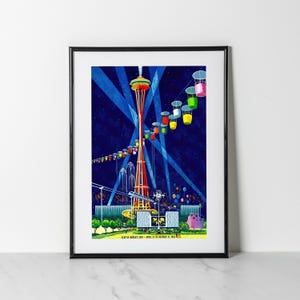 Seattle World&#39;s Fair 1962 Poster | Retro Space Needle Wall Art | Vintage Monorail Giclee Print
