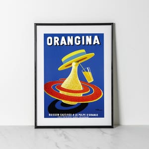 Orangina Poster | A La Pulpe D&#39;Orange | Bernard Villemot Print | Retro French Soda Art