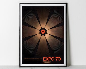 Expo 70 Osaka Poster: Radial Sunburst World Fair Wall Art (Giclee Print)