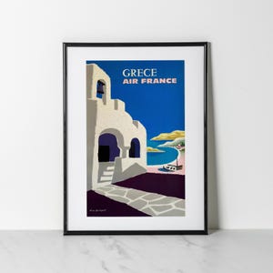Air France Grèce Travel Poster: Vintage Greek Giclée Print
