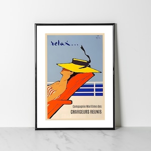 René Gruau Relax Poster | Vintage French Fashion Art | Elegant Wall Print | French Summer Vibe