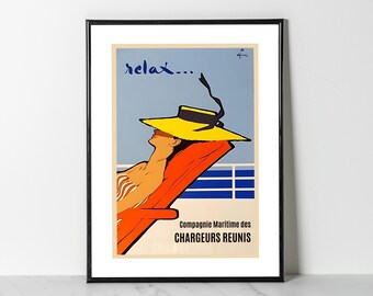 Original 1960s Fashion Ad Poster by Rene Gruau: Rare Vintage Original 1960s Fashion Ad Poster by Rene Gruau: Rare Vintage