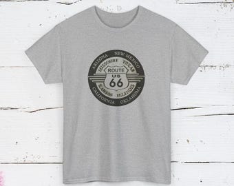 Vintage Distressed Route 66 T-Shirt: Retro Americana Road Trip Tee