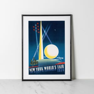 New York Worlds Fair Poster 1939 | Art Deco Giclée Print | Retro Futurism Wall Art | The World of Tomorrow