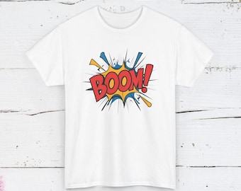BOOM! Comic Book Pop Art T-Shirt, Retro Superhero Tee