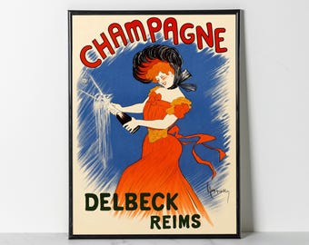 Vintage Champagne Poster - Leonetto Cappiello Delbeck Reims Print (Giclee)