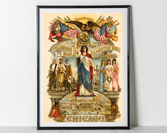 Vintage Chicago Worlds Fair Poster: 1893 Columbian Exposition Print  (Giclee Print)
