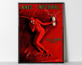 1900 Anis Infernal Vintage Devil Magic Poster:  Retro Spanish Alcohol Liqueur  (Giclee Print)