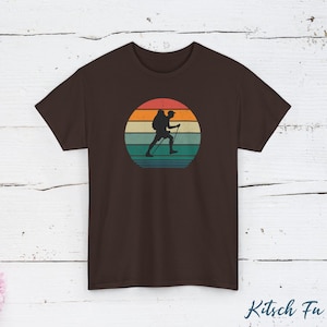 Retro Hiking Shirt | Hiker Silhouette T-Shirt | Distressed Sunset Trail Tee | Nature Lover Gift | Outdoor Adventure Tee