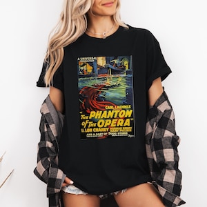 The Phantom of the Opera T-Shirt | Classic 1925 Silent Movie Poster Graphic | Vintage Horror Movie Design Tee | Retro Cinema Apparel