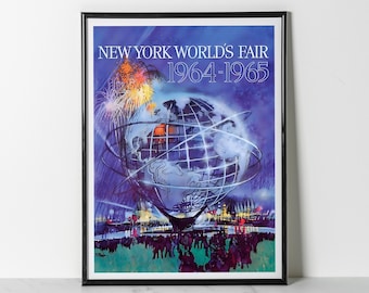 New York World's Fair 1964 Poster: Unisphere Night Scene Retro Expo (Giclee Print)