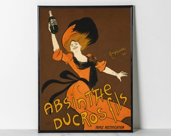 1901  Absinthe Poster Leonetto Cappiello:  Retro French Alcohol Kitchen Bar  (Giclee Print)