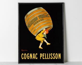 Vintage Cognac Pellisson Poster – Leonetto Cappiello Print, French Bar Decor (Giclee Print)