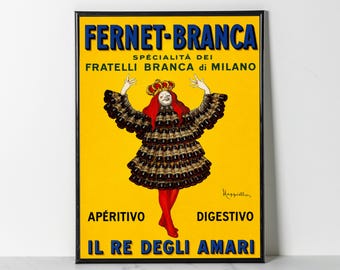 Vintage Fernet Branca Poster – Leonetto Cappiello 1909 Italian Amaro Print (Giclee)
