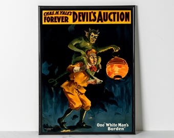 Devil Auction Poster Print: Vintage Occult Vaudeville Magic Show (Giclee Print)